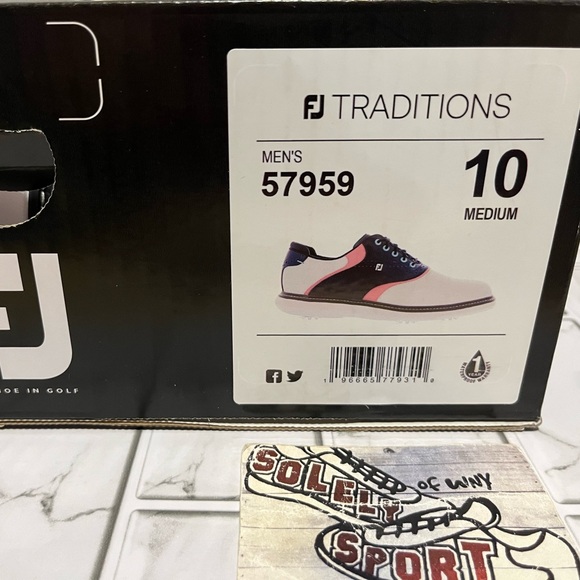 New FootJoy Traditions Waterproof Golf Shoes Cleats Blue White Pink Men 8.5 - 13 - Picture 13 of 16